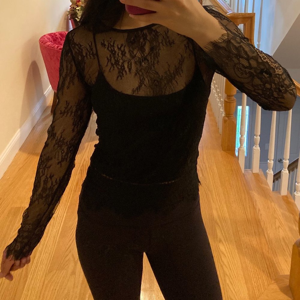 NWOT Black Lace Top Small